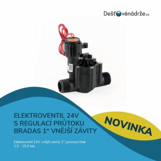 💧 Elektroventil 24V s regulací průtoku Bradas, 1” vnější závity Hledáte spolehlivý elektroventil pro efektivní řízení...