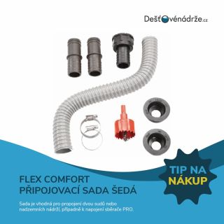 💧 Připojovací sada Flex-Comfort šedá Chcete snadno propojit nadzemní nádrže nebo sudy na dešťovou vodu? Připojovací sada...