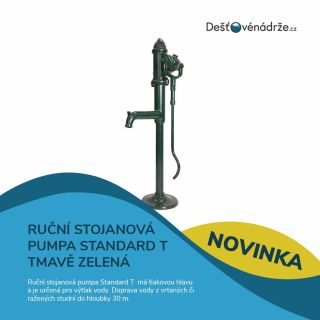 💧 Ruční stojanová pumpa Standard T, tmavě zelená Hledáte spolehlivý způsob, jak dostat vodu ze studny i v místech bez...